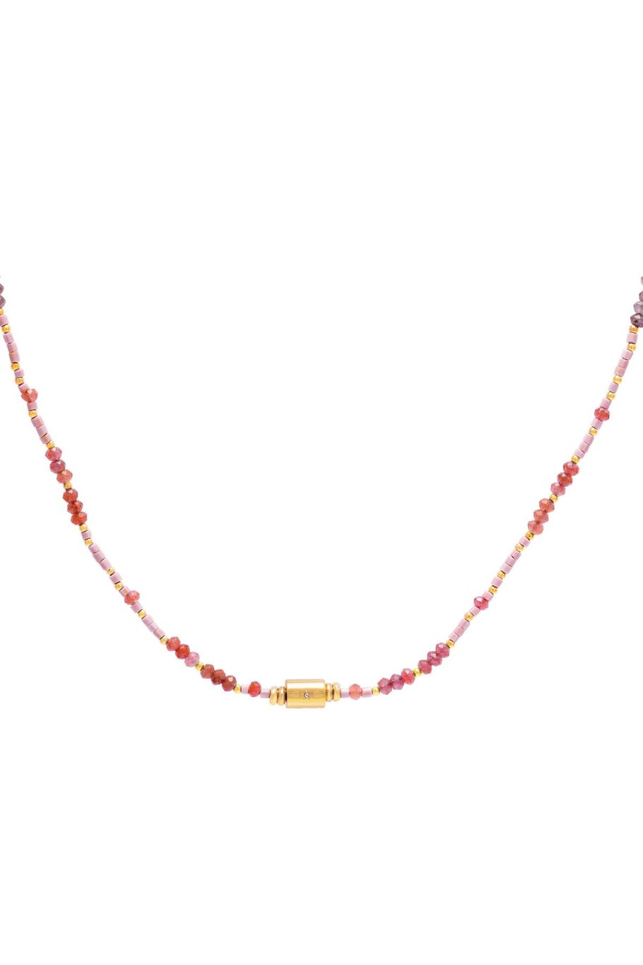 Beaded necklace Pink Natural stones 
